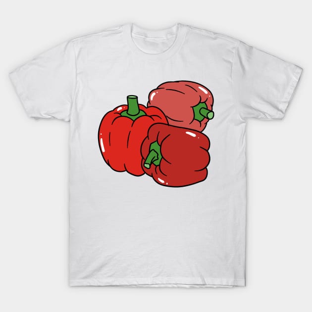 Three Red Bell Peppers T-Shirt by saradaboru